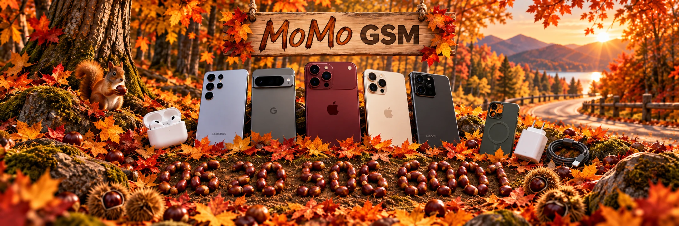 MOMO GSM – mobiltelefonok őszi erdei háttérben